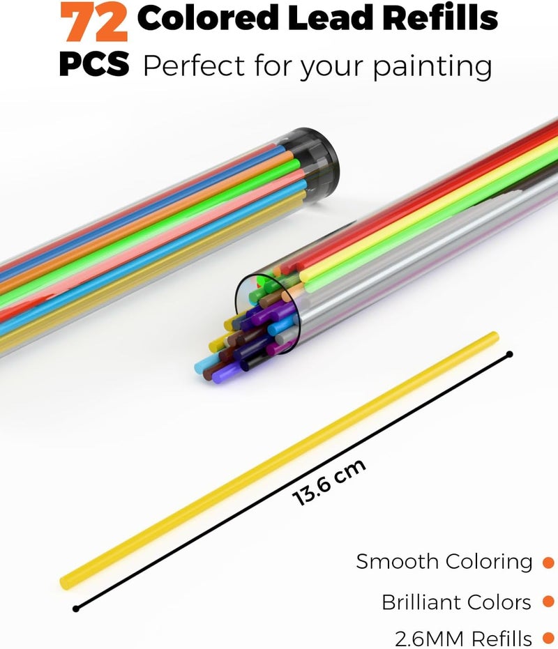 Four Candies 2.6MM Color Lead, Mechanical Colored Pencils Leads, 36 Color Pencils Refills, Assorted Colored Leads 72 PCS - Image 2